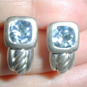 Judith Ripka Silver Earrings with Light Blue Stones